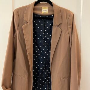 Fossil Beige and Navy Blazer